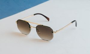 Newmew Rimless Brown Lens Sunglasses