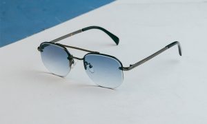 Newmew Rimless Blue Lens Sunglasses