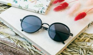 Newmew Round Black Metallic Sunglasses